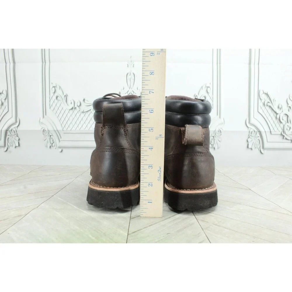 LL Bean Brown Leather Plain-Toe Bucksport Vibram Sole Work Boots Size 10 M - Picture 8 of 9